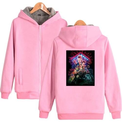 Stranger Things Printed Parkas Women/Men Long Sleeve Zipper Hooded Warm Coats 2019 Hot Sale Casual Streetwear Winter Clothes