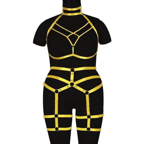 Sexy Lingerie Exotic Accessories Full Body Harness Punk Goth Festival Rave Harajuku Bondage Cage Bra Fetish Plus Size Women