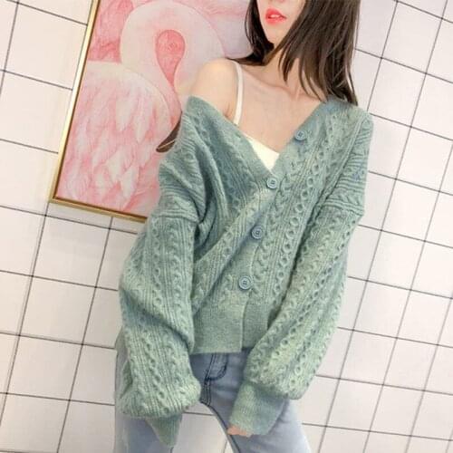Women Cardigan Knit Sweater Vintage Stylish Patchwork Slim Crop Top Fashion V-Neck Long Sleeve Outerwear ZZ0865