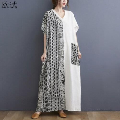 Oversized Summer Floral Vintage Dress For Women Loose Casual Ladies Patchwork Dresses New Fashion Mujer Femme Vestido Dress 2021
