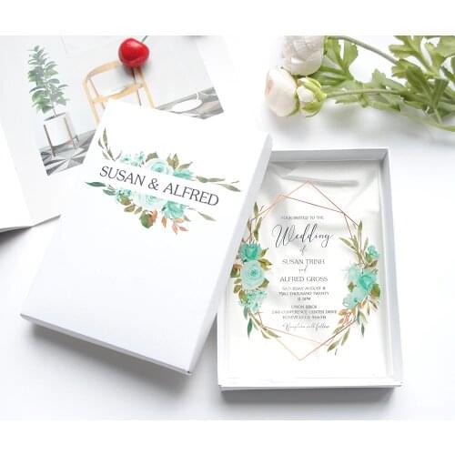 10pcs Newest Elegant Blue Flower Wedding Invitation Card Greeting Cards Custom