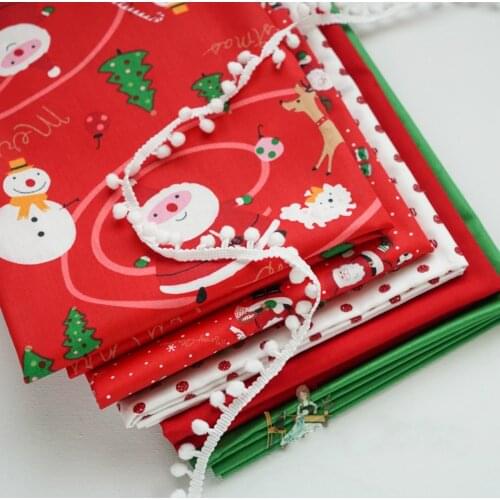 160x50cm Red Christmas Snowmans Cartoon Twill Cotton Handmade Photo Props Home Decoration Fabric for Dress