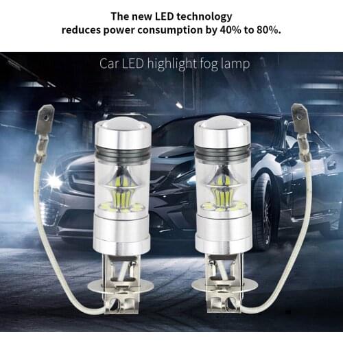 2PCS/Set H3 100W LED Front Fog Light 8000K 3030 20SMD Car LED Bulb Fog Driving Lamp Car Headlight Replacement Accessories