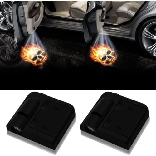 2pcs Fashion Wireless Led Car Door Welcome Laser Projector Logo Ghost Shadow Lights Skull Shadow Light for Bmws E39 Opel Toyotas