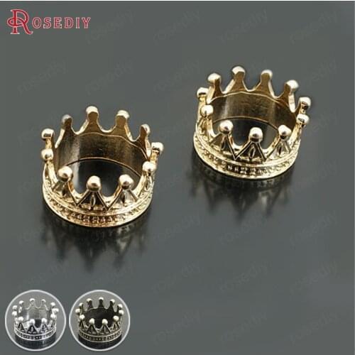 27195)10PCS inside Diameter 19MM Champagne Gold Color Plated Zinc Alloy Crown Rings Diy Jewelry Findings Accessories wholesale
