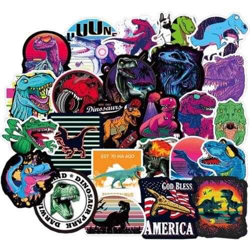 50PCS/set Animal Dinosaur Tyrannosaurus Rex Jurassic Park World 2 Stickers for Laptop Phone Guitar PS4 Suitcase Kids Toy Sticker