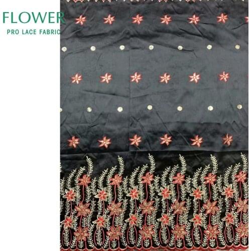 African Nigerian George Lace Fabrics With 2 Yards Net For Blouse Sewing Indian Nigerian Sequined Embroidered Sequins George Lace