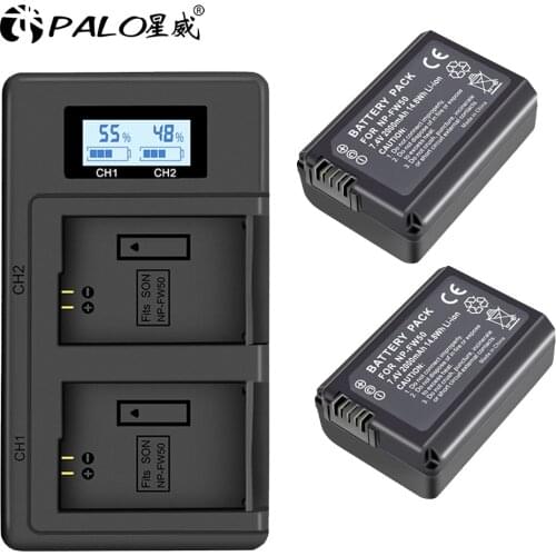 2000mAh NP-FW50 NP FW50 NPFW50 Camera Battery with LCD USB Dual Charger For Sony Alpha a6500 a6300 a6000 a5000 a3000 NEX-3 a7R
