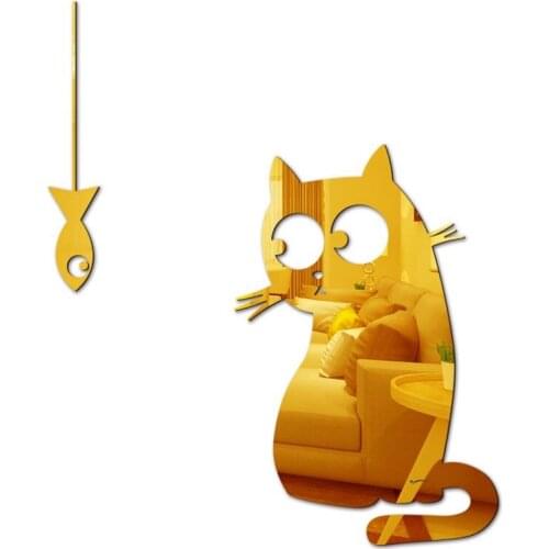 Acrylic Crystal Mirror Decal Art 3D Cat Wall Sticker Removable DIY Home Decoration Children Room Kindergarten Mural Decor