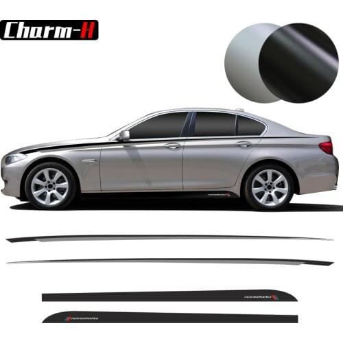 Car Styling M Performance Racing Side Skirt Stripes Black Silver Kit for BMW F10 F11 5 Series Vinyl Decals Stickers Accessories