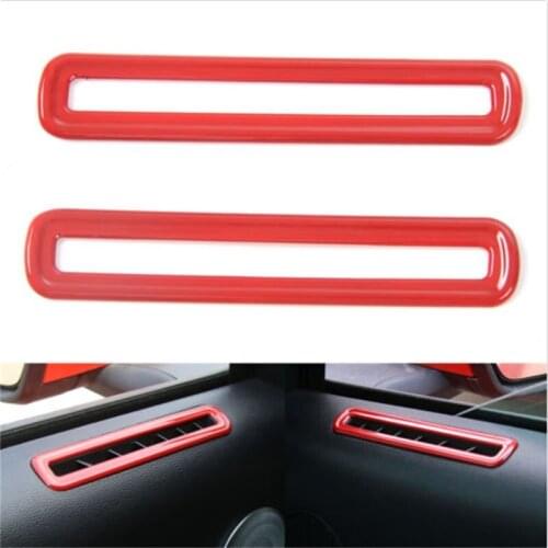 BBQ@FUKA 2x ABS Interior Side Door AC Vent Decoration Cover Circle Red/Blue/Silver Color Fit For Mustang 2015 2016 Car-Styling