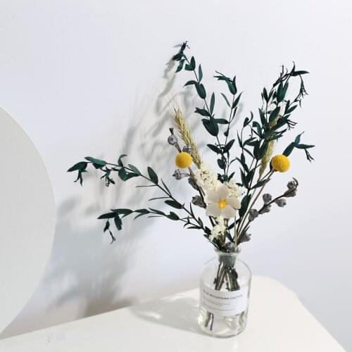 Home Decor Naturally Dried Flowers Bouquet With Vase Forget-Me-Not Rose Daisy Sunflower Birthday Flores Preservadas Photo Props