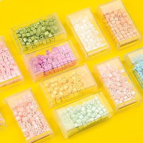 Ice Cream Color Approx.4mm Cube Czech Glass Beads Kralen Square Beads for Jewelry Making Kit Needlework DIY Necklace Bracelet