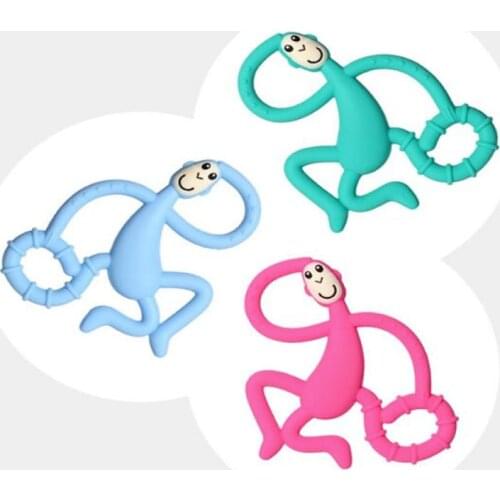 Safe Baby Teether Toys Toddle Monkey Teething Ring Silicone Chew Dental Care Toothbrush Nursing Beads Pacifier Gift For Infant