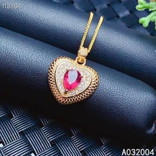 KJJEAXCMY Fine Jewelry 925 Sterling Silver inlaid Natural gemstone ruby Female Pendant Necklace popular Support test