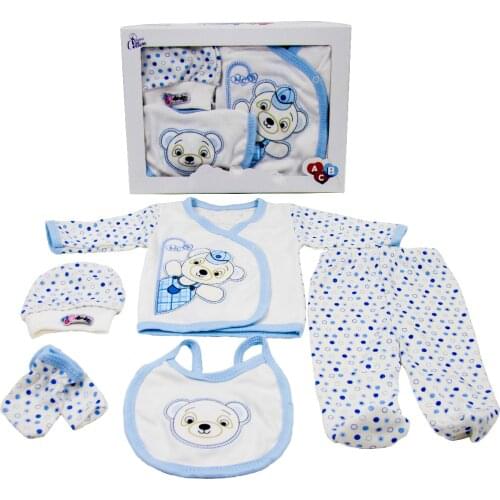 Newborn Baby Clothing Set Real Cotton 0 With 3 Months 5 Pcs Baby Boy Hat Gloves Footed Pants Baby Kimono Bib Made In Turkey