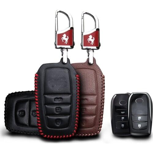 KUKAKEY Leather Car Key Case Cover Fob For Toyota Camry CHR CH-R Prius Corolla RAV4 Protected Bag Holder Keyless accessories