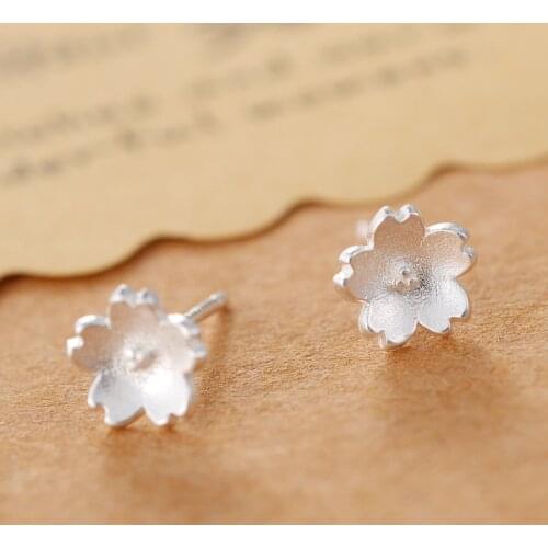 Fashion New Hot Sell Trendy 925 Sterling Silver Flower Stud Earrings for Women Real Silver Ear Studs Initial Earrings Jewelry