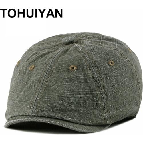 2021 Washed Cotton Mens Hats Retro Casual Beret Homme Outdoor Gorro Hombre Boinas Gatsby Hat Wild Solid Newsboy Caps For Women