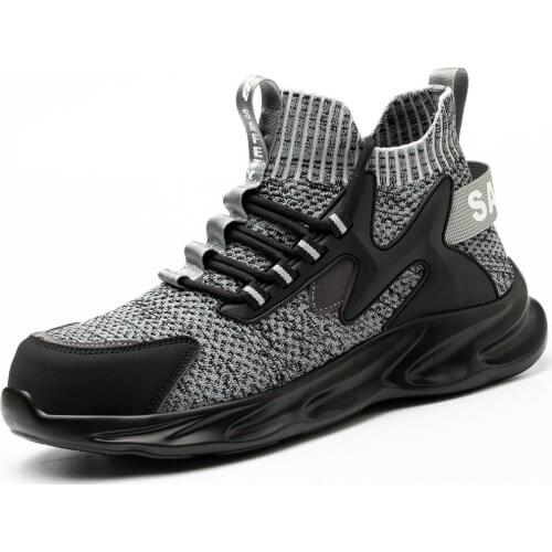 Mens Outdoor Steel Toe Anti Smashing Indestructible Safety Boots Shoes Men Puncture Proof Work Shoes Anti Slip