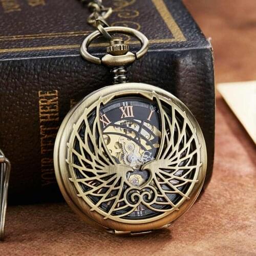 Retro Vintage Dragon Hollow Exquisite Sculpture Mechanical Skeleton Retro Pocket Watches Men Chains Lucky Lover Wedding Gifts