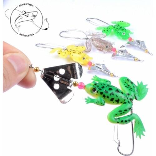 1Pcs 8cm/6.2g Soft Frog Fishing Lure Anti-Hanging Metal Spinner Frog Baits Artificial Isca Wobblers Tackle For Outdoor Fishing