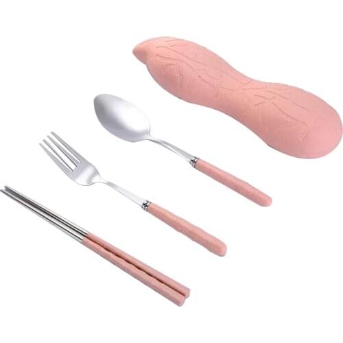 3 Pieces Travel Utensils with Case,Travel Flatware for Hiking Traveling Camping or , Portable Utensil Set