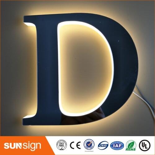 Outdoor advertising halo lit 3d metal sign letters Customized acrylic led backlit signage