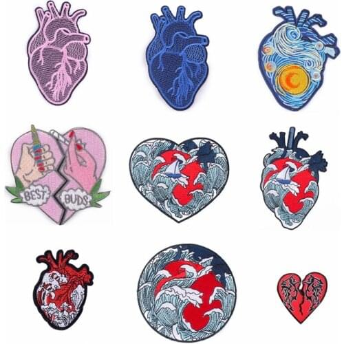 DIY Punk Style Patch Cheap Hippie Embroidered Badges Patches Cool Heart Stickers Iron On Patches Cartoon Decoration For Clothing