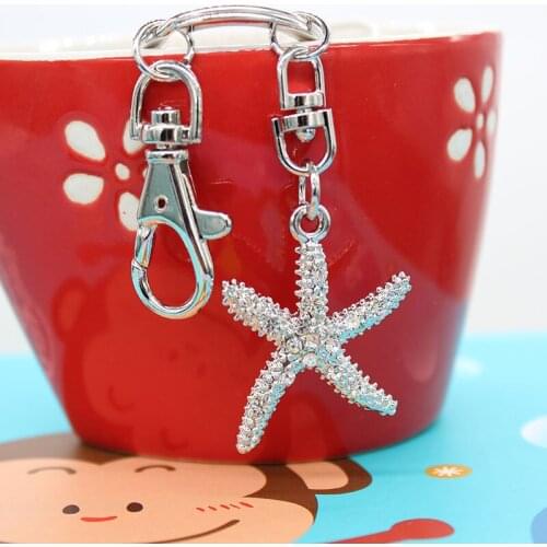 2021 spring new fashion rhinestone cute starfish crystal gem bag wallet keychain birthday party gift