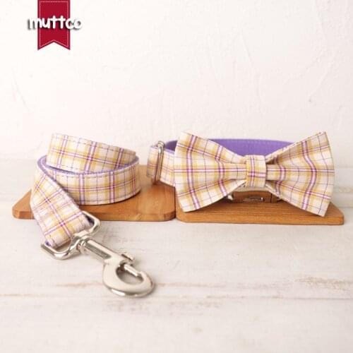 MUTTCO retailing High quality cute self-design dog collar Aster Plaid handmade poly satin and nylon 5 sizes dog collar UDC100