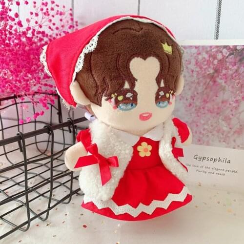 Idol Star Idol Plush Doll Clothes Puppet Dress Up Red Riding Hood Red Dress 15 Cm and 20cm Baby Clothes Christmas Gifts