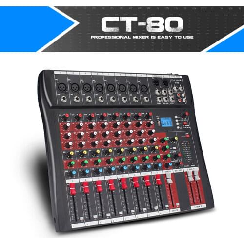 Fuluode 8 Channel Professional Mixer With power amplifier and reverberation function Support Bluetooth USB playback stage show
