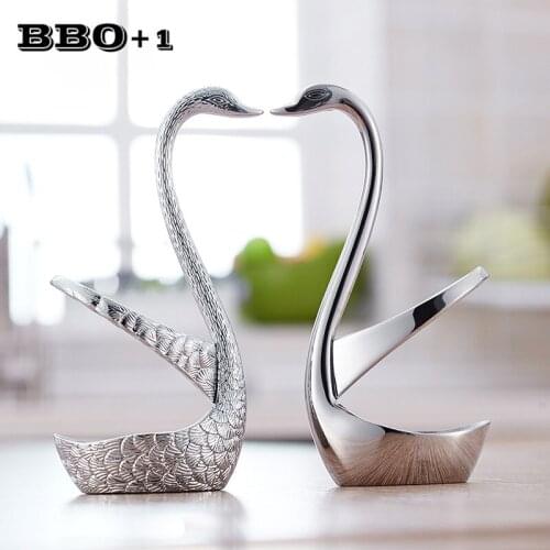 Silver Swan Dinnerware Base Wedding Decoration Elegant Figure Design Cutlery Kitchen Holder Metal Flatware set Xmas Silverware