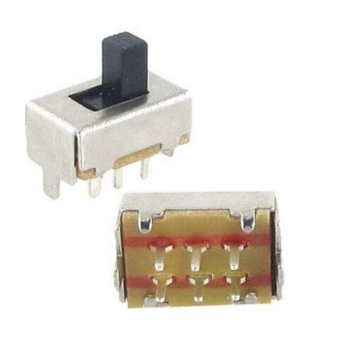 50 Pcs x PCB DC 50V 0.5A 2 Position DPDT 2P2T Vertical Slide Switch 6 Pin DIP DIY