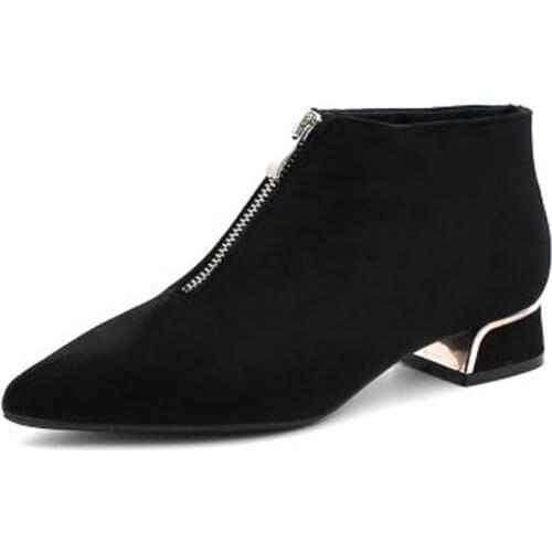 2021 Fashion Boots Women Winter Shoes Pointed toe Women Ankle Boots Sexy Ladies Party Shoes Square Heels Black Blue