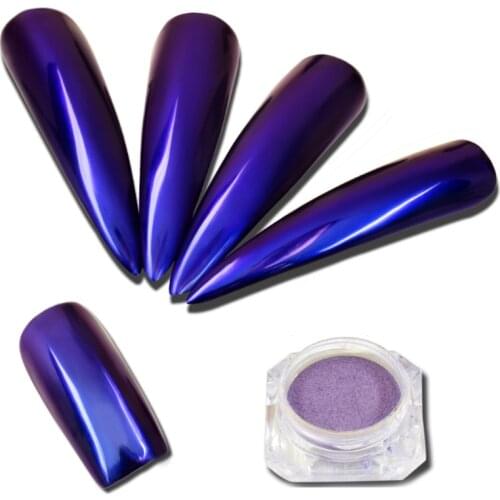 0.5g Purple Mirror Laser Nail Glitter Powder Auroras Effect Nail Art Chrome Pigment Dust DIY Design Decoration
