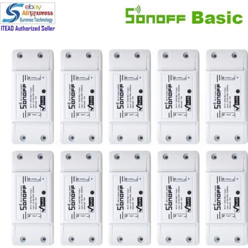 10PCS X Itead Sonoff DIY Smart Wifi Wireless Remote Switch Domotica Wifi Light Switch Smart Home Controller Work with Alexa