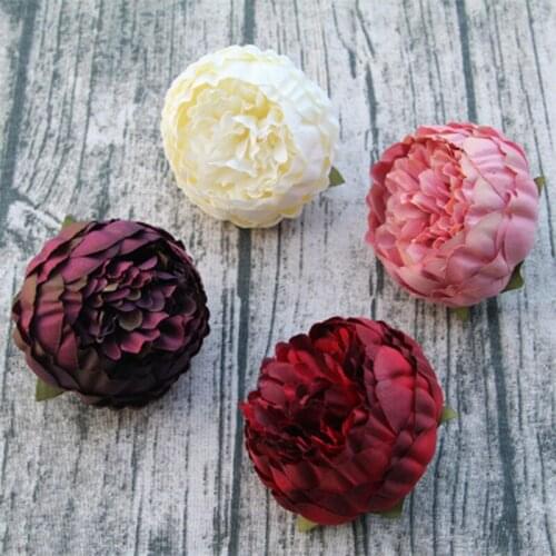 20/100 Quality Artificial Flowers Silk Peonies Flower Heads 8cm Wholesale Wedding Flower for Flower Wall Cake Toppers Backdrop