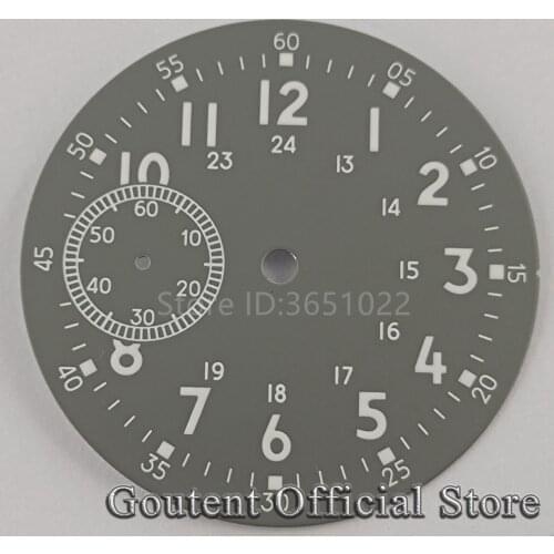 38.9mm sterile Grey Watch Dial Fit eta 6497 Sea gull st36 movement Watch Parts