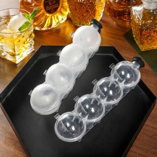 4 Grid Ice Cube Tray Food Grade Silicone Ice Cube Maker Mold With Lid For Ice Cream Chocolate Party Whiskey Cocktail Drink
