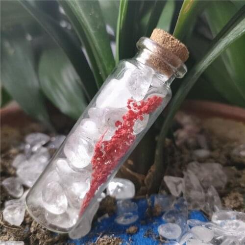 6.5-7cm Natural Crystal Rockstone Gravel Wishing Bottles Minerals Specimen Mini stone Reiki Healing Gift