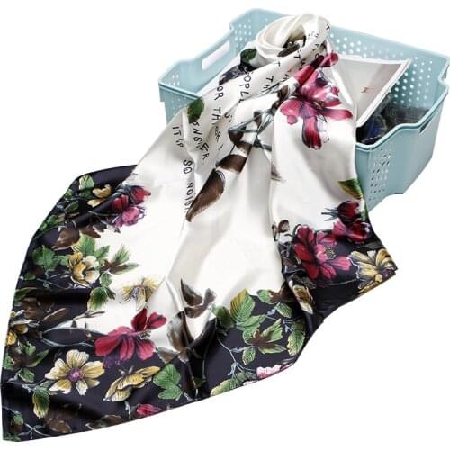 AMYO 90*90Cm Hair Band Square Scarf Women Luxury Foulard Cheveux Satin Silk Bandana Hijab for Lady Female Accessory