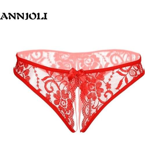 ANNJOLI Hot Sex Floral Women Lace Low Bikini Underwear with G-string Cozy Lingerie Rise Crotch Tempting Pretty Brief High Qualit
