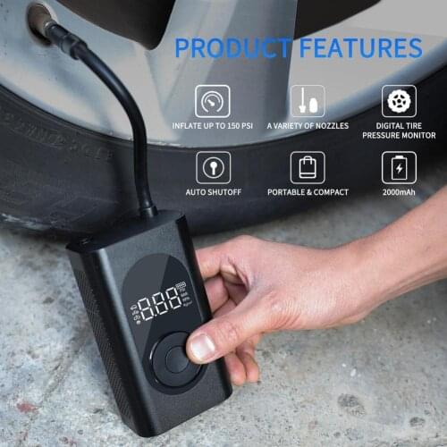 Car Air Compressor Inflatable Pump With LED Lamp For Motorcycle Bicycle Car Tyre Inflator Wireless Electric Air Pump