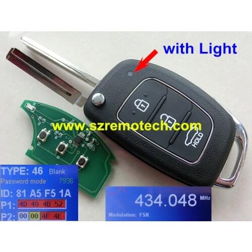 Free Shipping Remote Key 3 Button 433Mhz With pcf7936AA/AS ID46 Chip TOY40 blade Fit For Hyundai New IX35 Remote Control