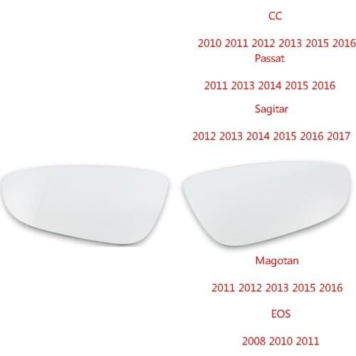 1 Pair Side Mirror glass Rear View Mirror with Heating for Volkswagen CC Passat sagitar magotan eos