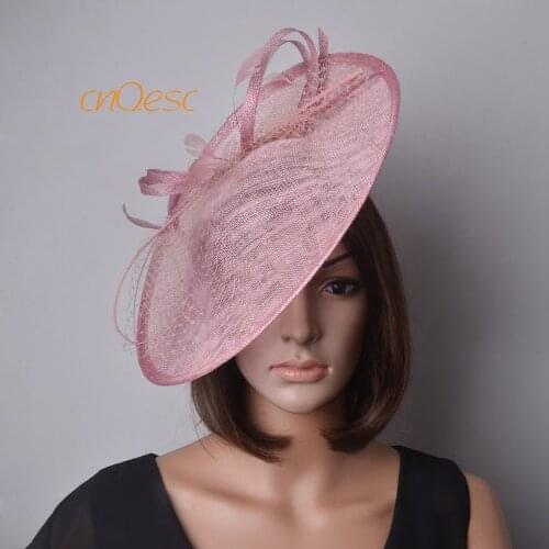 Big Blush pink Mauve sinamay saucer fascinator hat hatinator