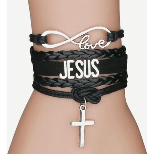Christian Jesus Cross Charms Bracelets & Bangles Handmade Multi Color wholesale