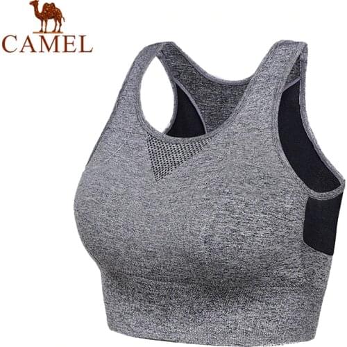 CAMEL Womens Yoga Vest Sports Underwear Women Breathable Running Vest YogaBra Fitness Bra Beauty Back Bra